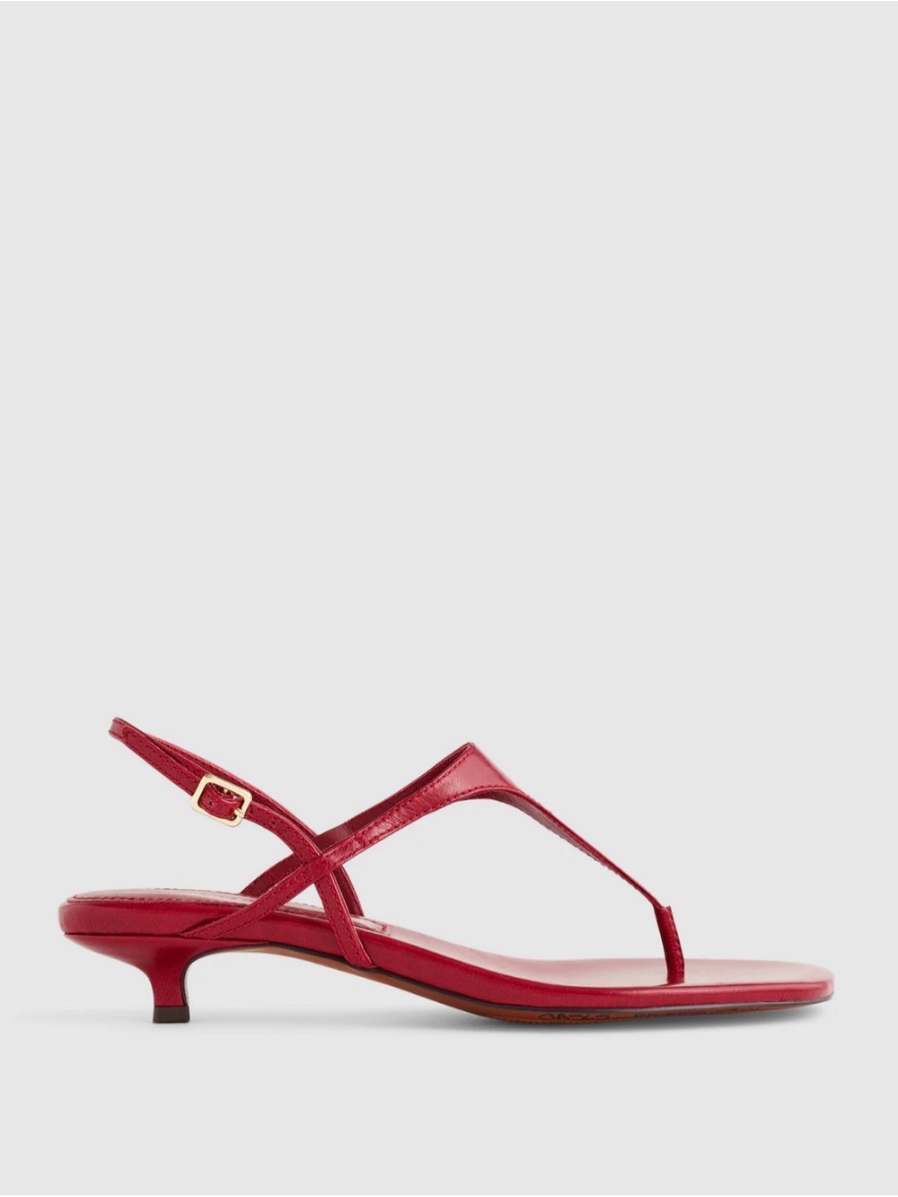 Madewell Red Leather Slingback Kitten-Heel Thong Sandals